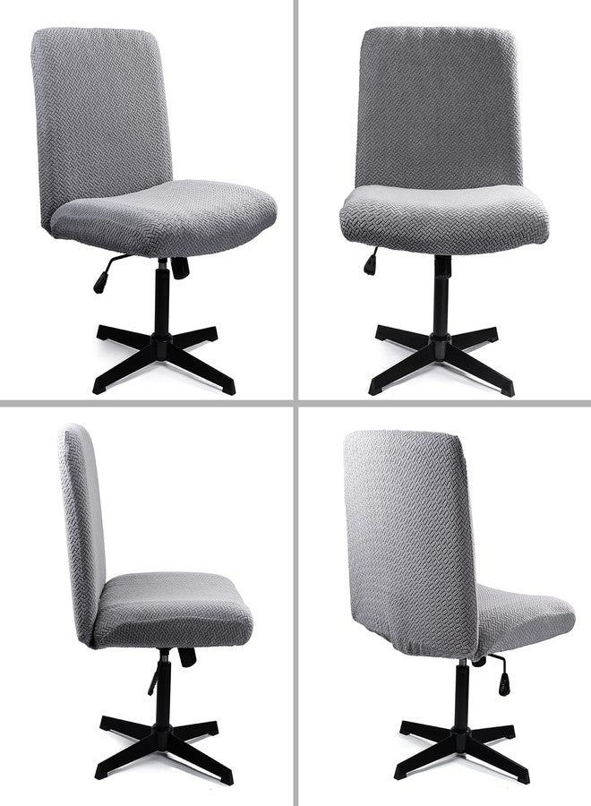 Iauddy Armless Criss Cross Office Desk Chair Cover Slipcover,Accent Mid Back Wide Swivel Task Vanity Slipper Chair Protector Stretch Removable Without Arms for Accent Chair(Grey/Jacquard) - Image 5